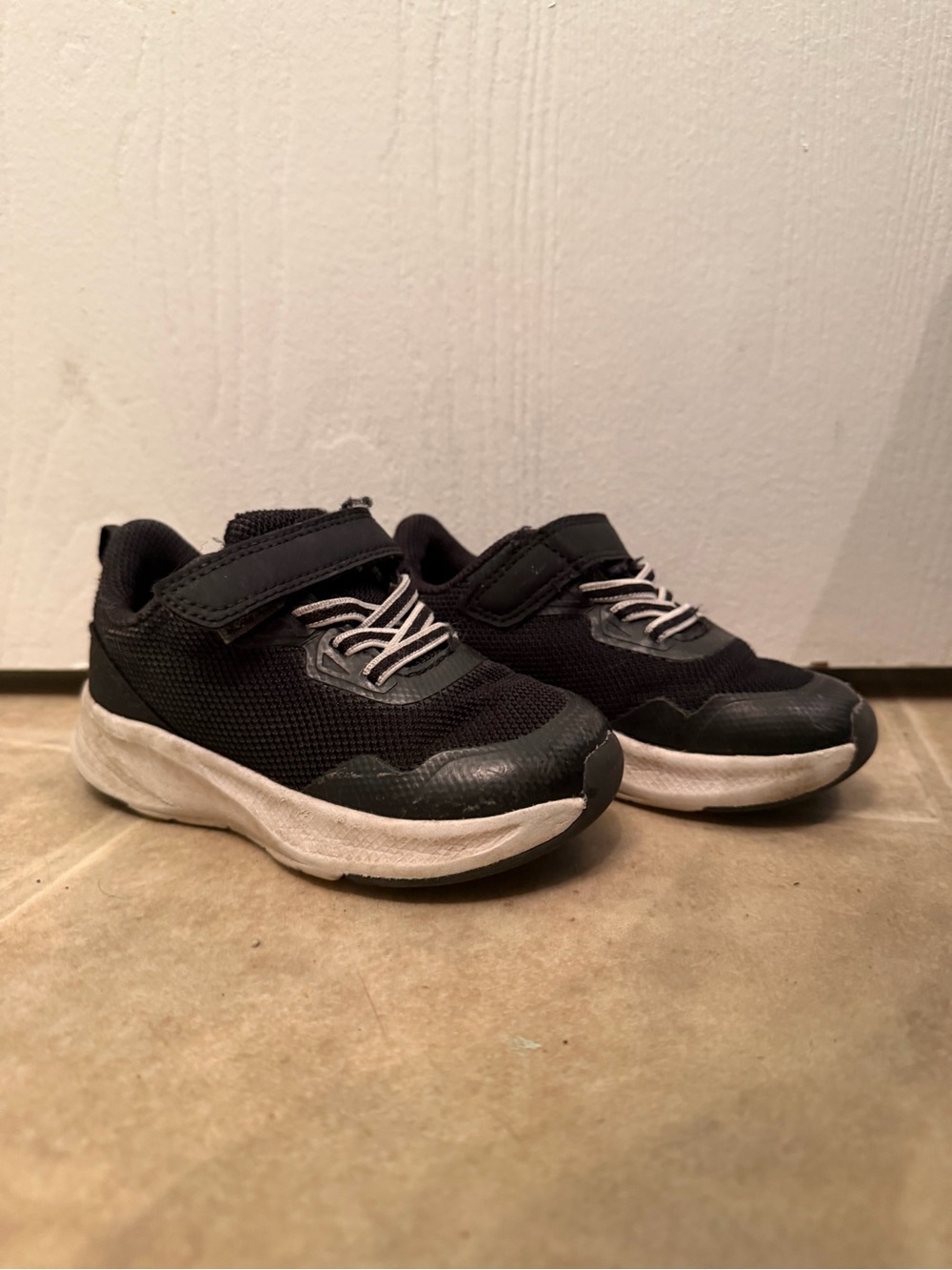 Kids Black Athletic Sneakers with White Sole